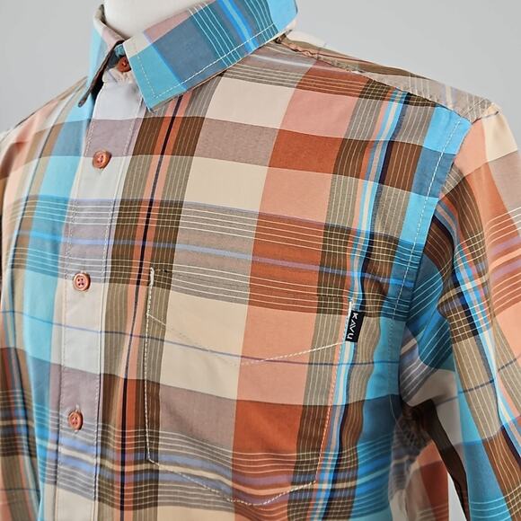 KAVU Freestone Short-sleeve Button-up Plaid Print Shirt | Men's Large - Picture 2 of 12
